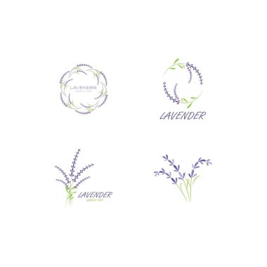 Taze lavanta çiçeği logo vektörü düz tasarım