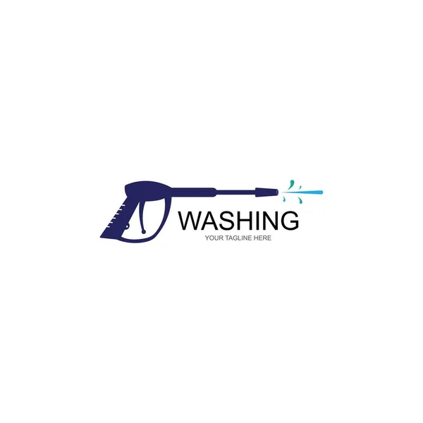 Druckwäsche Logo Vorlage Reinigungsvektordesign — Stockvektor