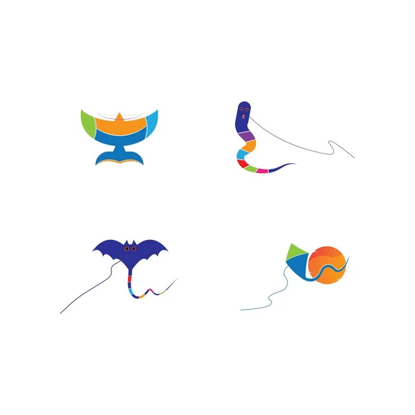 Flygande Färgglada Drake Vektor Illustration Grafisk Design — Stock vektor
