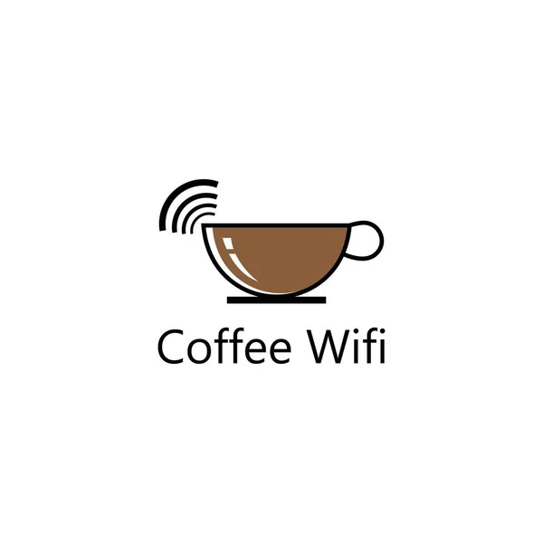 Wifi 아이콘 로고가 들어간 카페나 레스토랑의 템플릿을 디자인하는 크리에이티브로고 — 스톡 벡터