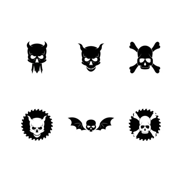 Skull Logo Vektor Gambar Desain Datar - Stok Vektor