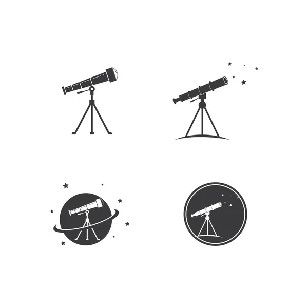 Teleskop logo simgesi vektör düz tasarım şablonu