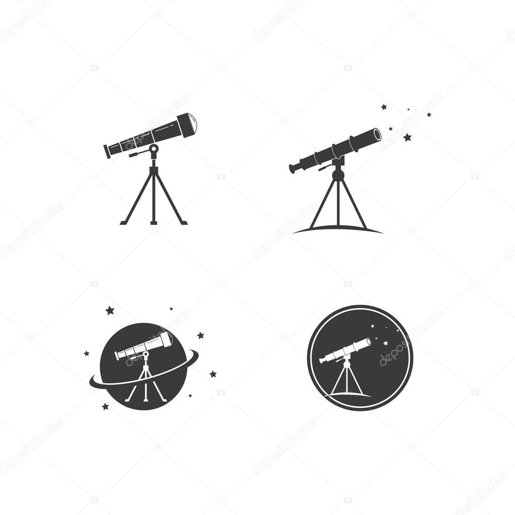 Telescope logo icon vector flat design template