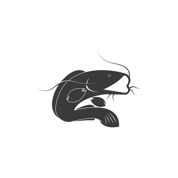 Modelo Logotipo Peixe Gato Ícone Vetor Ilustração Design — Vetor de Stock