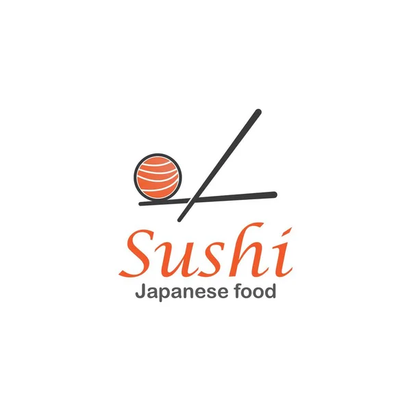 Sushi Rolls Chopstick Bar Restaurant Vector Logo Template Masakan Tradisional - Stok Vektor