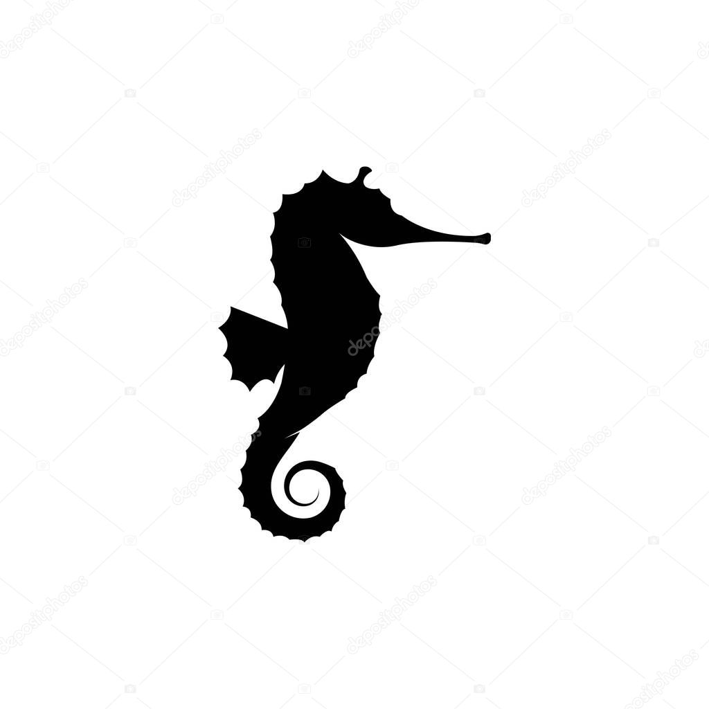 Sea horse illustration logo vector flat design