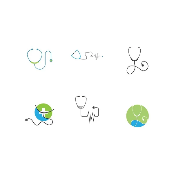 Salud Médica Vector Logotipo Salud Con Cruz Estetoscopio Icono Símbolo — Vector de stock