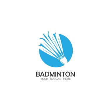 Badminton Logo vektör çizim şablonu. Badminton Shuttlecock simgesi logosu. Badminton spor logo şablonu vektörü. 