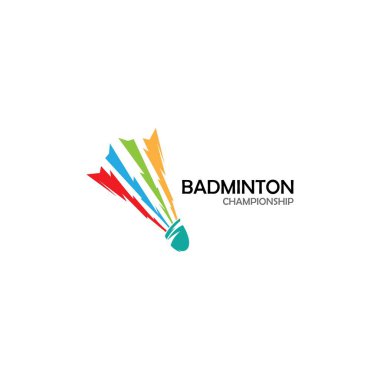 Badminton Logo vektör çizim şablonu. Badminton Shuttlecock simgesi logosu. Badminton spor logo şablonu vektörü. 