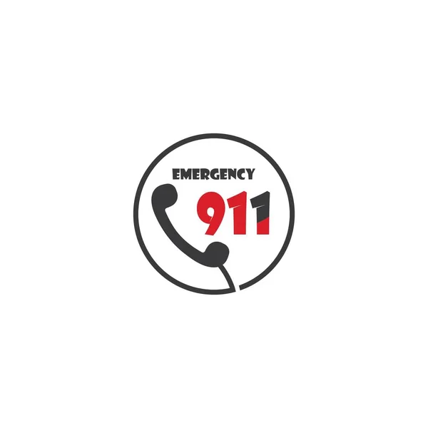 Ikon Panggilan Darurat Dengan 911 Gambar Telepon Dengan Teks Terisolasi Stok Ilustrasi 