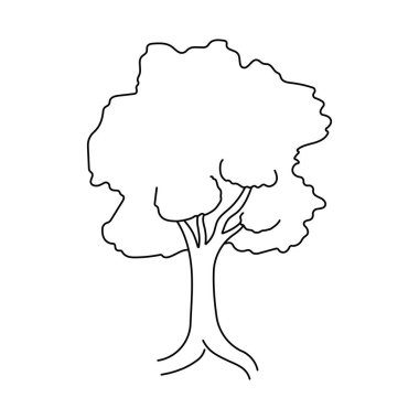 Beyaz arka planda sürekli ağaç çizimi. Vektör illüstrasyonu
