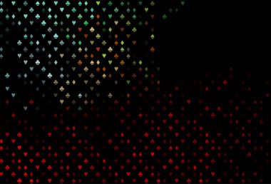 Koyu yeşil, kırmızı vektör örtüsü kumar sembolleriyle.