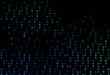 Koyu mavi, kart elementleriyle birlikte yeşil vektör düzeni.