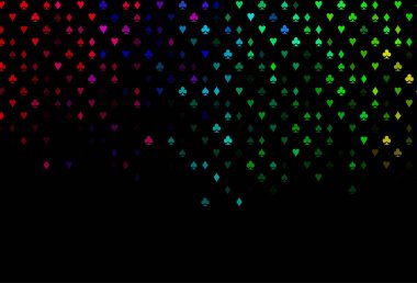 Koyu Çokrenkli, kart sembollü Gökkuşağı vektör deseni.