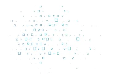 Açık Mavi, çemberlerle yeşil vektör örtüsü, küplerle.