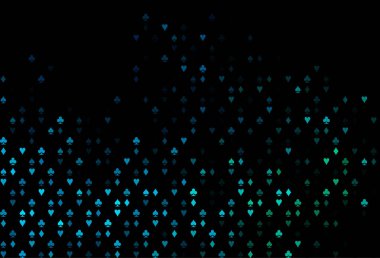 Koyu mavi, kart sembollü yeşil vektör deseni.