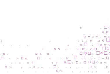 Küreler ve karelerle açık pembe vektör deseni.