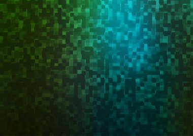 Koyu mavi, kristalleri ve dikdörtgenleri olan yeşil vektör şablonu.