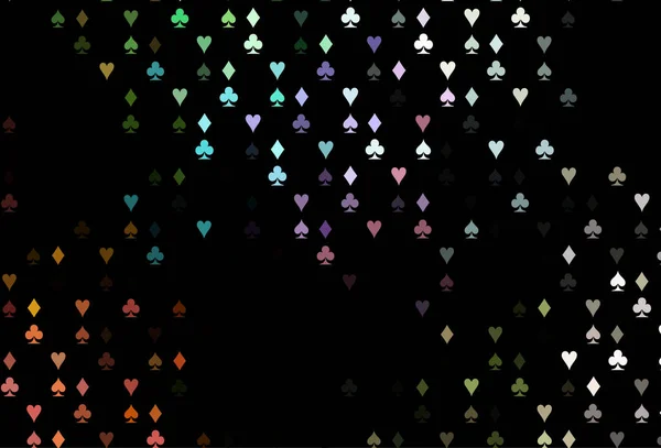 Dark Multicolor Rainbow Vektor Template Mit Poker Symbolen — Stockvektor