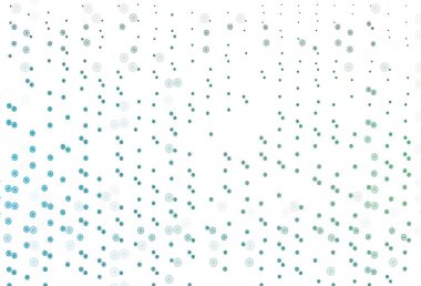 Açık mavi, renkli kar taneli yeşil vektör dokusu. Buz kristalleri ile modern geometrik soyut çizim. Bu kalıp yeni yıl broşürleri için kullanılabilir.