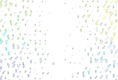 Açık renkli, cinsiyet faktörlü gökkuşağı vektör deseni. Soyut tarzda, cinsiyet şekilleriyle basit bir gradyan tasarımı. Randevu uygulamaları için akıllı tasarım.