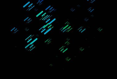 Koyu mavi, renkli çizgileri olan yeşil vektör dokusu. Dar çizgileri olan parlak renkli çizimler. İş broşürleri, broşürler için desen.