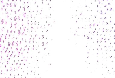 Cinsiyet öğeleriyle açık mor vektör deseni. Renkli gradyan tarzında cinsiyet işaretli akıllı bir illüstrasyon. TV reklamları için basit tasarım.