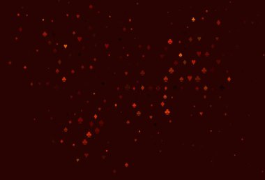 Kağıt elementli hafif turuncu vektör düzeni. Kalplerin, maça, sinek ve elmasların bulanık dekoratif tasarımı. Kitapçıklar, kumarhanelerin broşürleri..