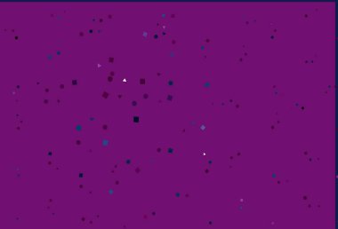 Açık Pembe, kristalli mavi vektör şablonu, daireler, kareler. Renkli noktaları, çizgileri, küpleri olan soyut çizimler. İniş sayfası için modern şablon.