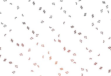 Müzikal notalı açık kırmızı vektör dokusu. Melodi tuşları olan modern soyut çizimler. Festival broşürleri için desen.