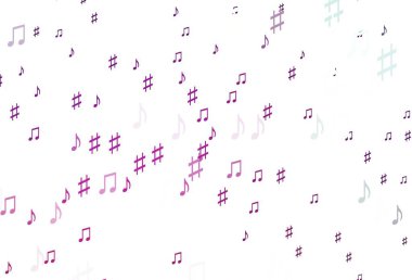 Müzik sembollü soyut vektör arkaplanı. Soyut tarzda dekoratif tasarım ve müzik şekilleri. Fasion dergileri için şablon.