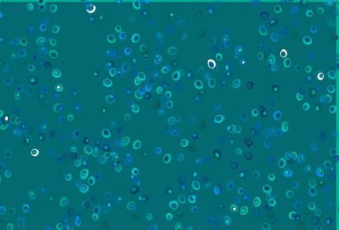 Açık mavi, diskli yeşil vektör dokusu. Doğa tarzında bulanık halkaları olan güzel renkli çizimler. Güzel web siteleri için desen.