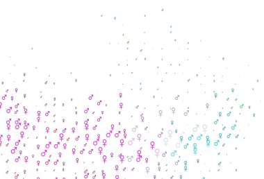 Açık renk, gökkuşağı vektör şablonu, erkek ve kadın sembolleri. Renkli cinsiyet sembollü soyut illüstrasyon. Uniseks duvar kağıtları için modern tasarım.