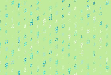 Müzik elementleriyle ışık vektör deseni. Soyut tarzda dekoratif tasarım ve müzik şekilleri. Okul ilanı, kitapçıklar için şablon.