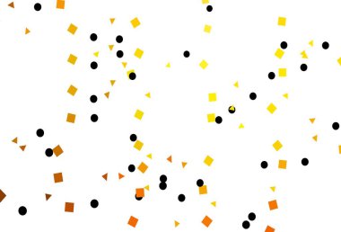 Açık Turuncu vektör düzeni daireler, çizgiler, dikdörtgenler. Renkli noktaları, çizgileri, küpleri olan soyut çizimler. Reklamınız, posteriniz, afişiniz için en iyi tasarım.