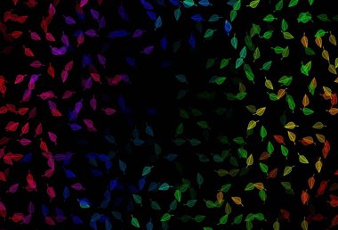 Soyut renkli yapraklarla dekoratif illüstrasyon. Web sitesi için desenli desen.