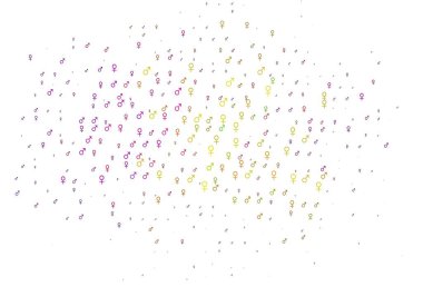 Açık renk, gökkuşağı vektör dokusu erkek, dişi ikonlar. Soyut tarzda, cinsiyet şekilleriyle basit bir gradyan tasarımı. Randevu uygulamaları için akıllı tasarım.