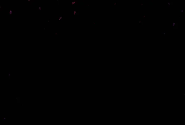 男性のアイコン 女性のアイコンと濃い紫色のベクトルテクスチャ カラフルなグラデーションの性別記号を持つ抽象的なイラスト ファッション雑誌のテンプレート — ストックベクタ