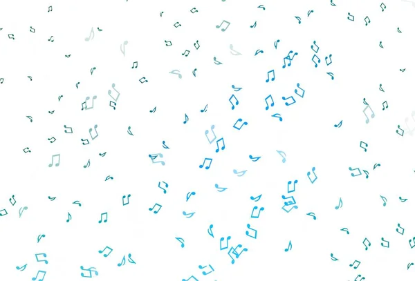 Azul Claro Verde Vector Telón Fondo Con Notas Musicales Ilustración — Archivo Imágenes Vectoriales