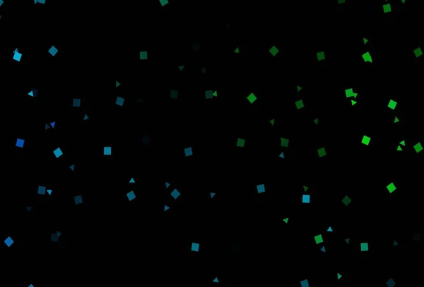Dunkelblaue Grüne Vektorvorlage Mit Kristallen Kreisen Quadraten Kreise Linien Rauten — Stockvektor
