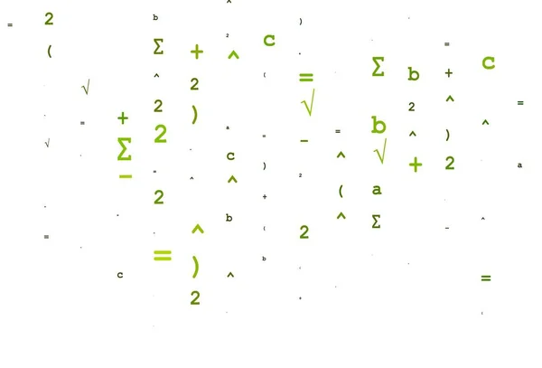 Textura Vectorial Verde Claro Con Símbolos Matemáticos Diseño Borroso Estilo — Vector de stock