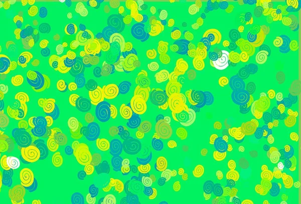 Hellgrüne Gelbe Vektorschablone Mit Linien Ovalen Glitzernde Abstrakte Illustration Mit — Stockvektor