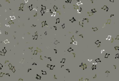 Müzik sembollü soyut vektör arkaplanı. Soyut tarzda dekoratif tasarım ve müzik şekilleri. Fasion dergileri için şablon.