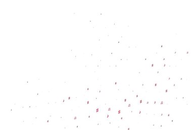 Müzik sembollü soyut vektör arkaplanı. Soyut tarzda dekoratif tasarım ve müzik şekilleri. Fasion dergileri için şablon.