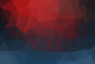 Koyu mavi, kırmızı vektör düşük polimerli doku. Soyut ve gradyan renkte renkli çizimler. İş tasarımınız için tamamen yeni bir şablon.