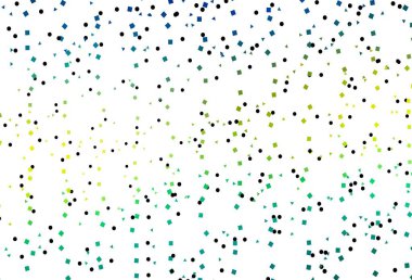 Açık mavi, kristalli, daireli, kareli sarı vektör şablonu. Daireler, çizgiler, rengarenk eşkenar dörtgenler. Reklamınız, posteriniz, afişiniz için en iyi tasarım.