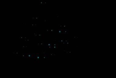 Koyu mavi, yeşil vektör arkaplanı çizgiler, daireler, eşkenar dörtgenler. Renkli noktaları, çizgileri, küpleri olan soyut çizimler. İş ilanınız için akıllı tasarım.