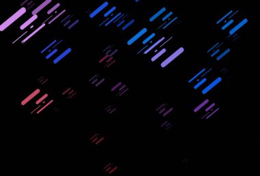 Düz çizgileri olan koyu mavi, kırmızı vektör arkaplan. Soyut şablondaki çizgilerle dekoratif parlak çizimler. TV reklamları için arkaplan.