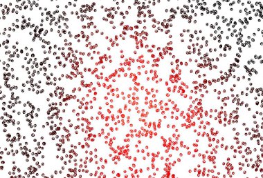 Noktalı açık kırmızı vektör arkaplanı. Parlak renkli soyut çemberlerin olduğu bir resim. Güzel web siteleri için desen.