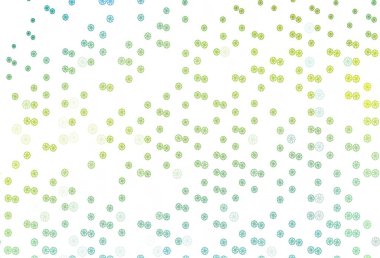 Açık yeşil, sarı vektör desenli ve Noel kar taneli. Buz kristalleri ile modern geometrik soyut çizim. Şablon yeni yıl arkaplanı olarak kullanılabilir.